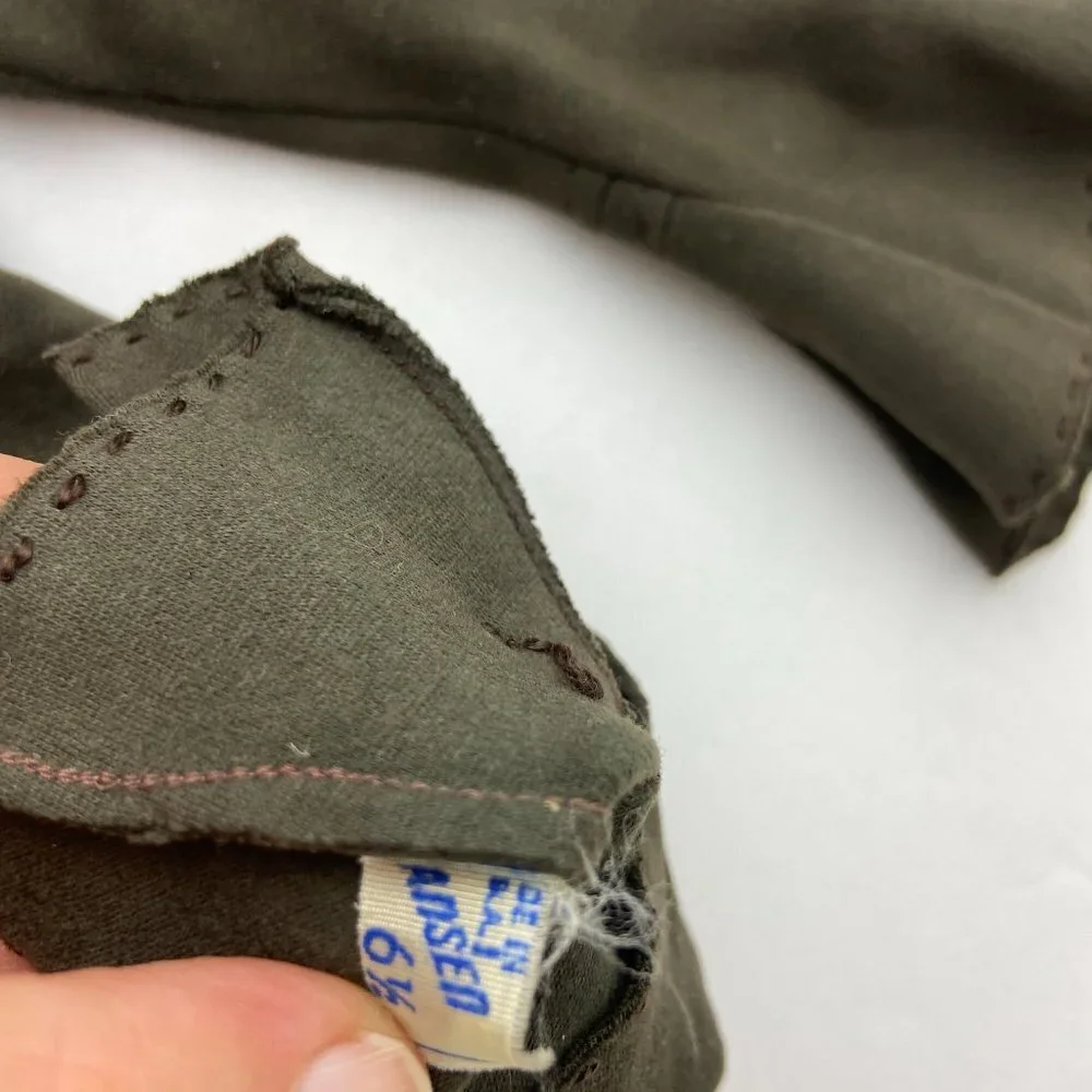 Vintage Gloves Grey-green Pleats Size 6 1/2
